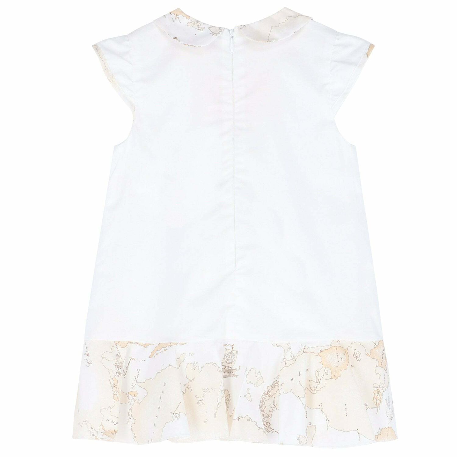 Younger Girls White Geo Map Print Dress, 1, hi-res