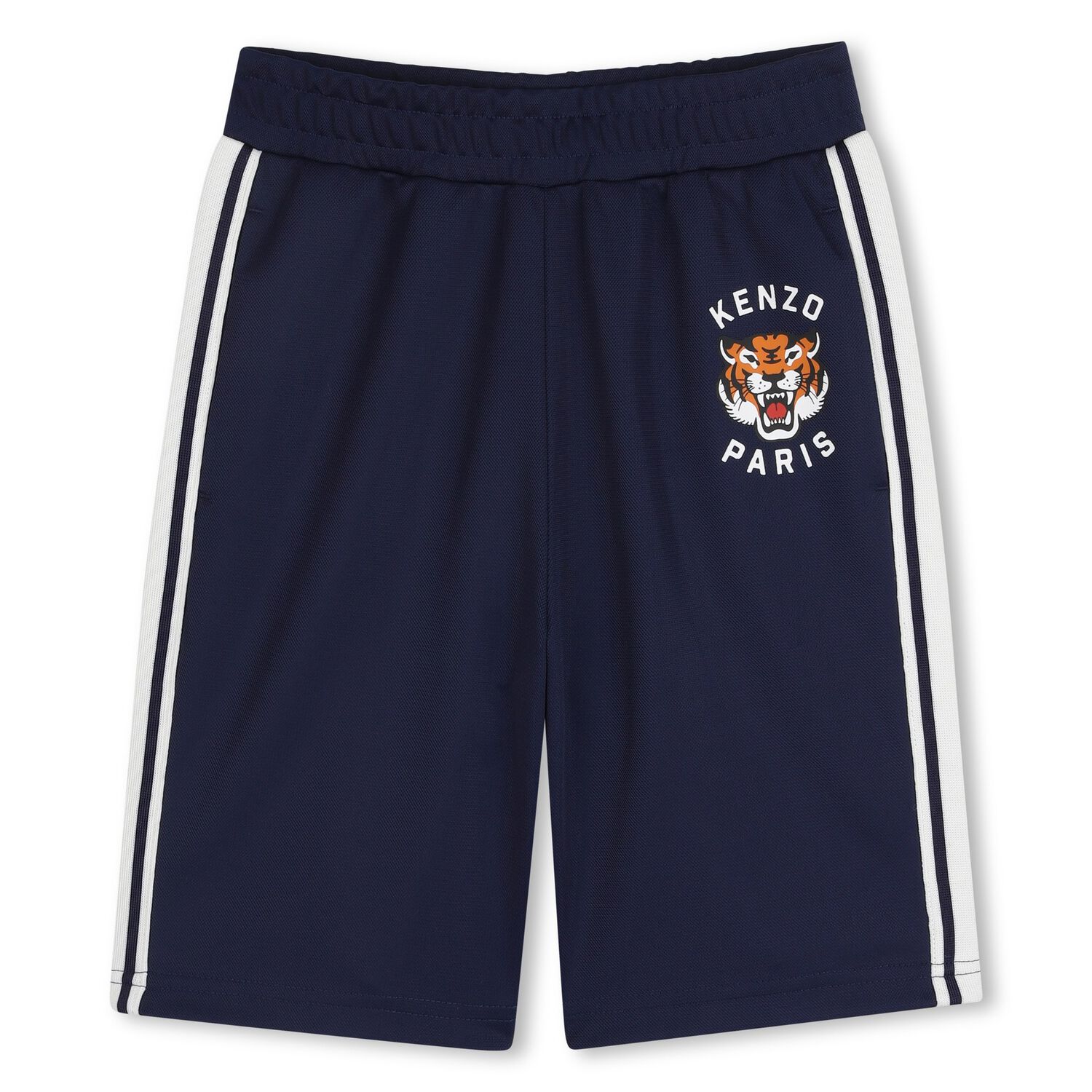 Navy Blue Tiger Logo Shorts, 1, hi-res