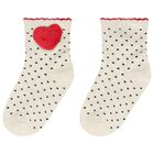 Younger Girls Red & Ivory Heart Socks ( 3 Pack ), 2, hi-res
