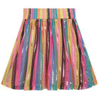 Girls Pink & Gold Logo Pleated Skirt, 1, hi-res