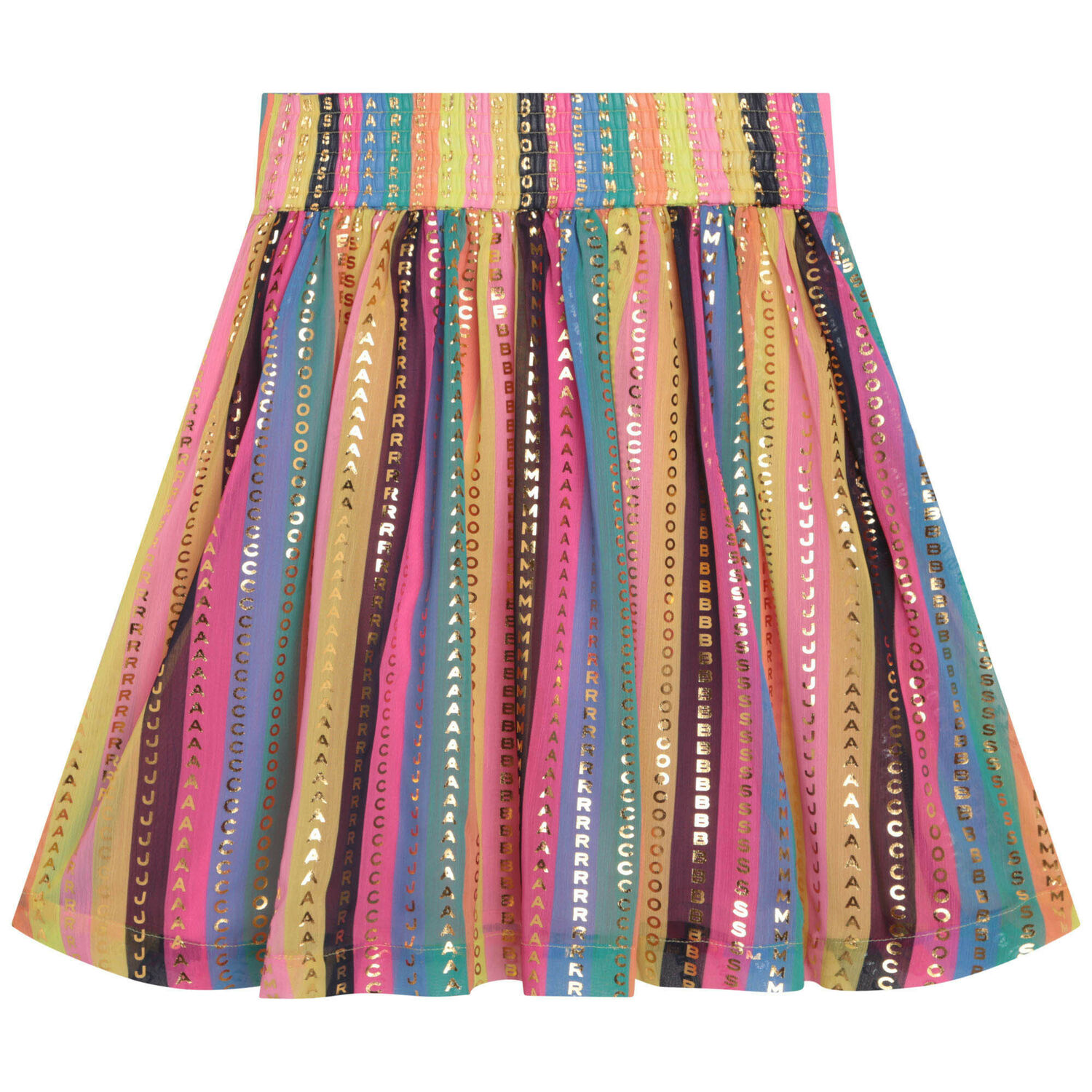 Girls Pink & Gold Logo Pleated Skirt, 1, hi-res