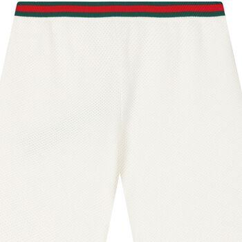 Ivory Cotton Web Striped Shorts