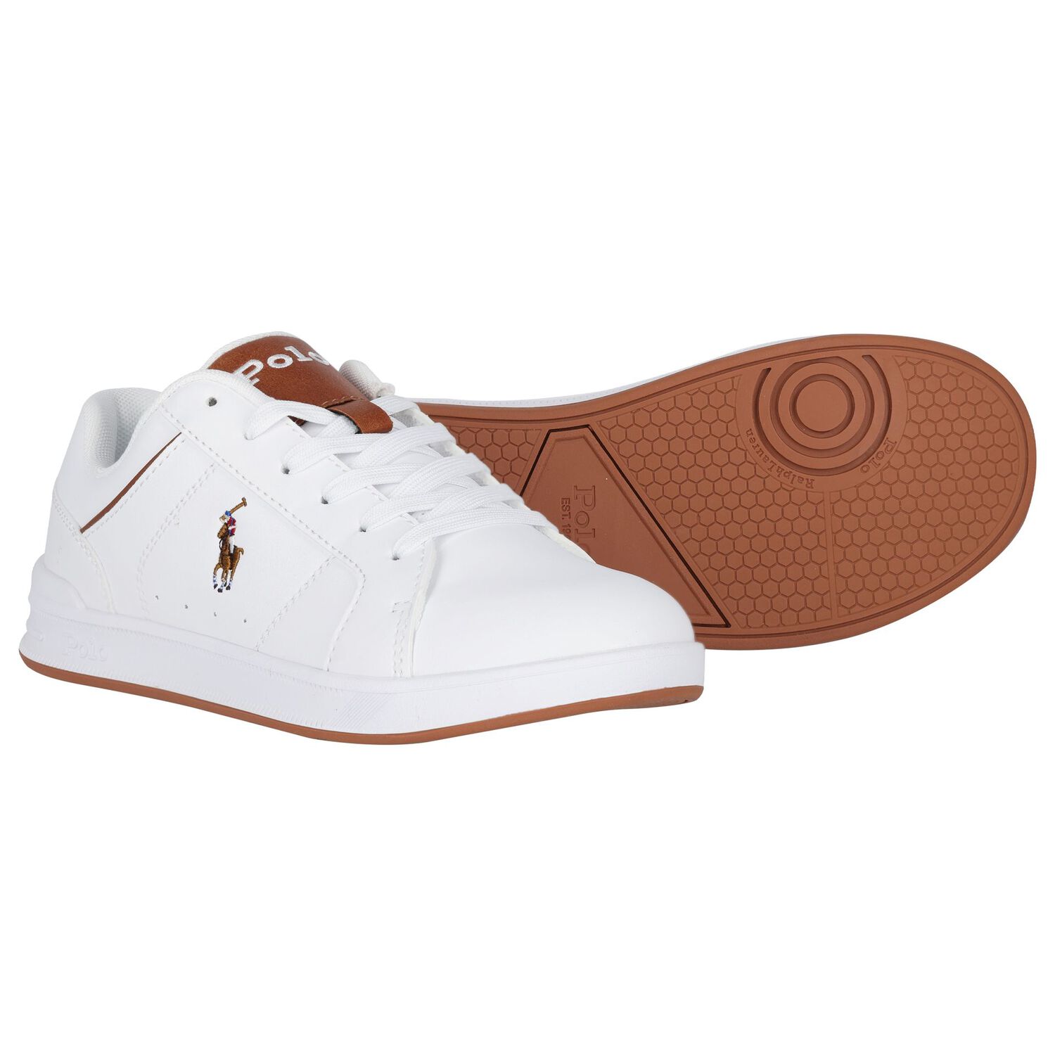 Boys White Logo Trainers, 1, hi-res