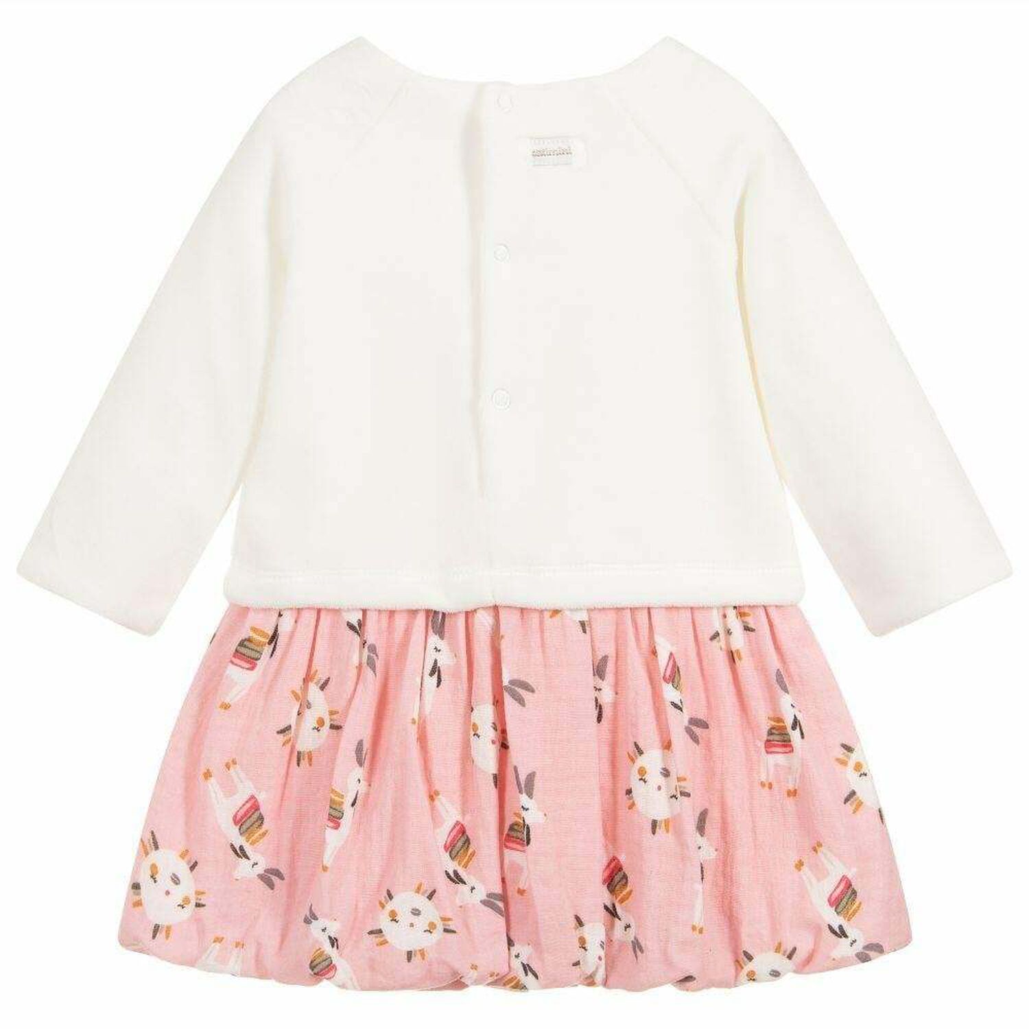 Baby Girls Ivory & Pink Dress, 1, hi-res