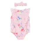 Baby Girls Pink Floral Bodysuit Set, 1, hi-res
