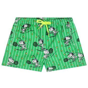 Boys Green Snoopy Swim Shorts
