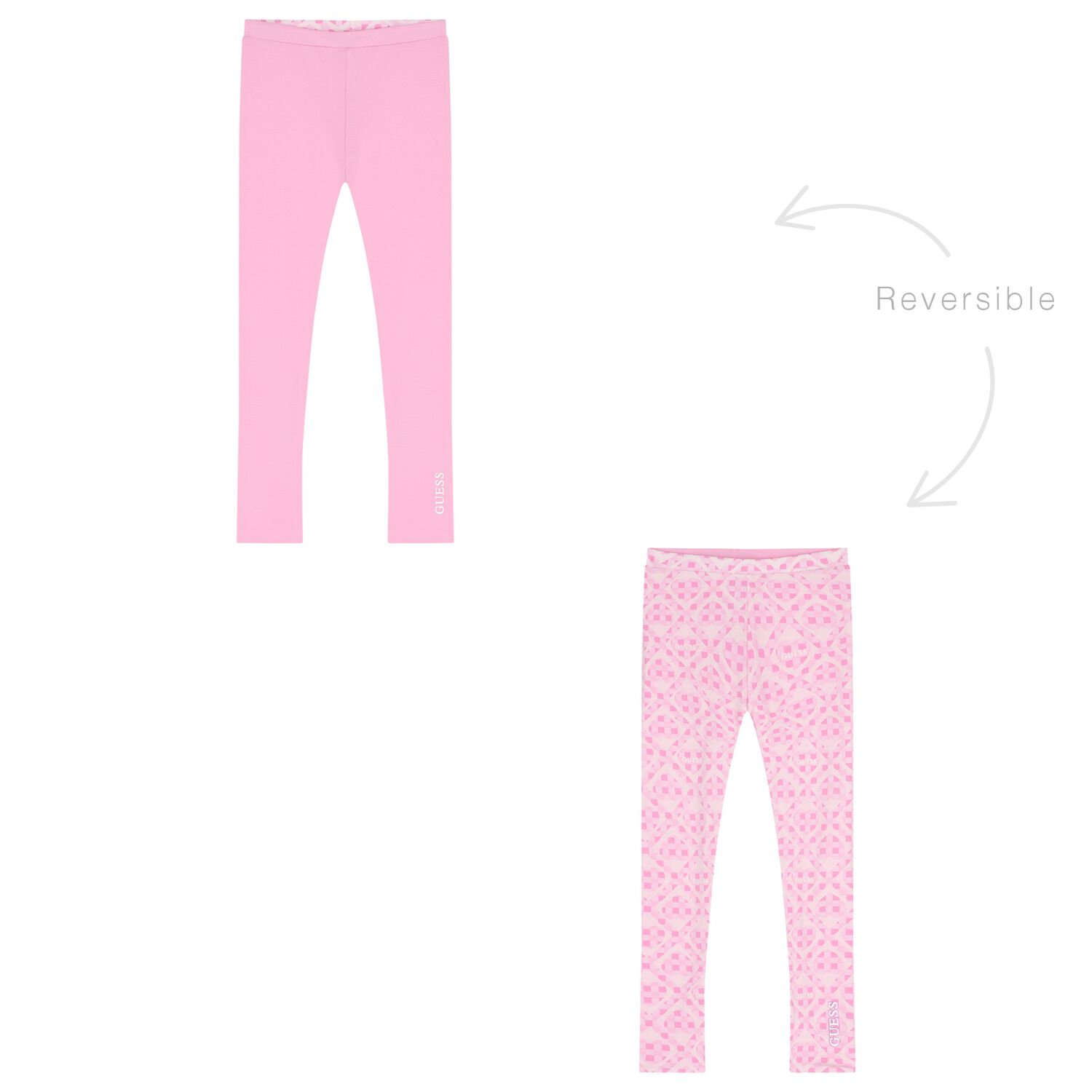 Girls Pink Logo Reversible Leggings, 1, hi-res