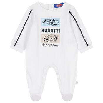 Baby Boys White Logo Babygrow
