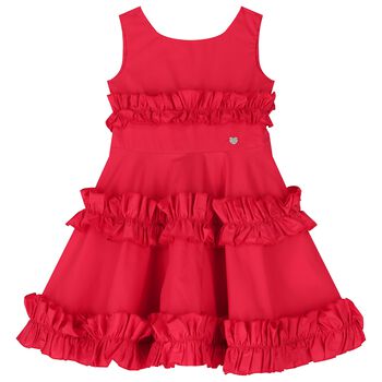 Girls Red Ruffled Dress