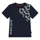 Younger Boys Navy Blue Logo T-Shirt, 3, hi-res