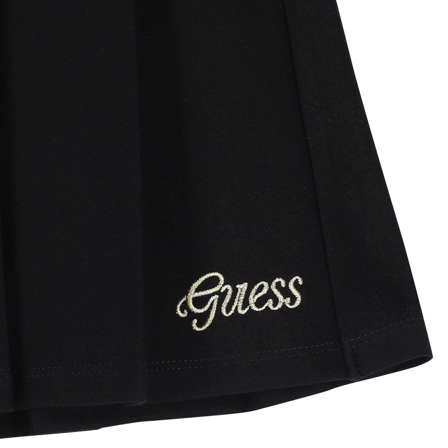 Girls Black Logo Pleated Skirt, 2, hi-res