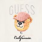 Girls Ivory Teddy Bear Logo Hooded Top, 1, hi-res