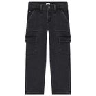 Boys Grey Logo Jeans, 1, hi-res
