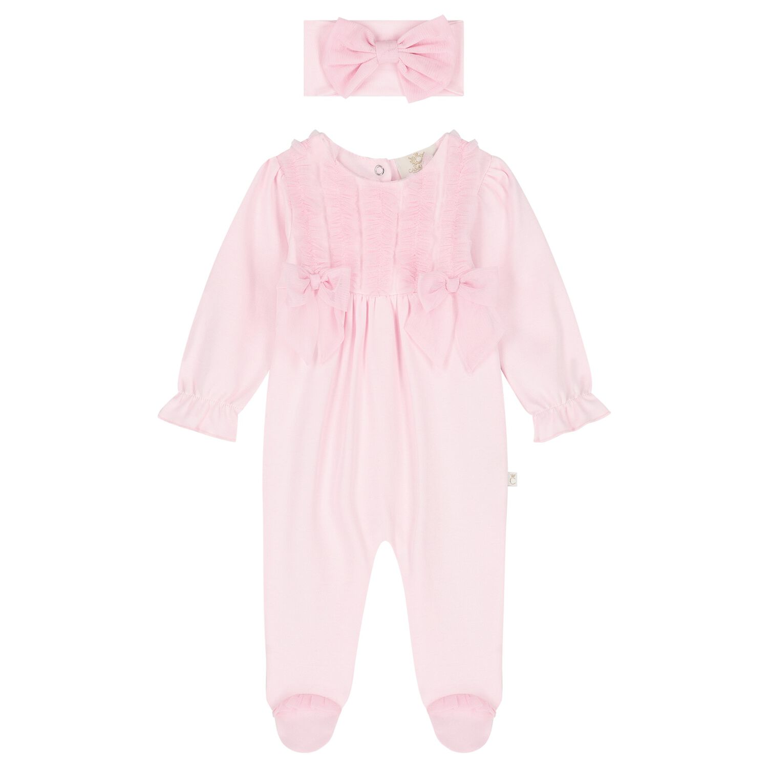 Girls Pink Babygrow & Headband Set, 1, hi-res