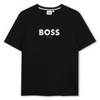Boys Black Logo T-Shirt, 1, hi-res
