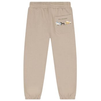 Boys Beige Horse Logo Joggers