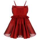 Girls Red Bow Dress, 1, hi-res