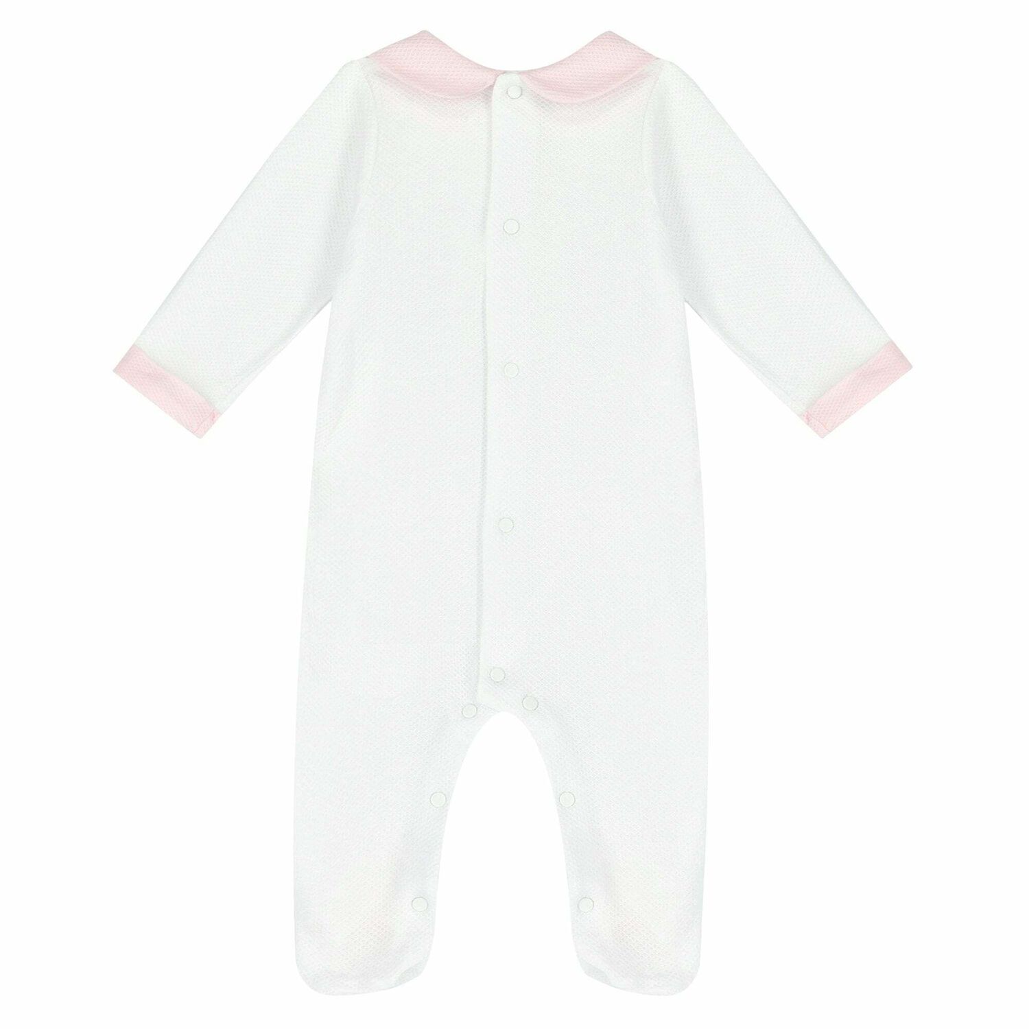 Baby Girls White & Pink Babygrow, 1, hi-res