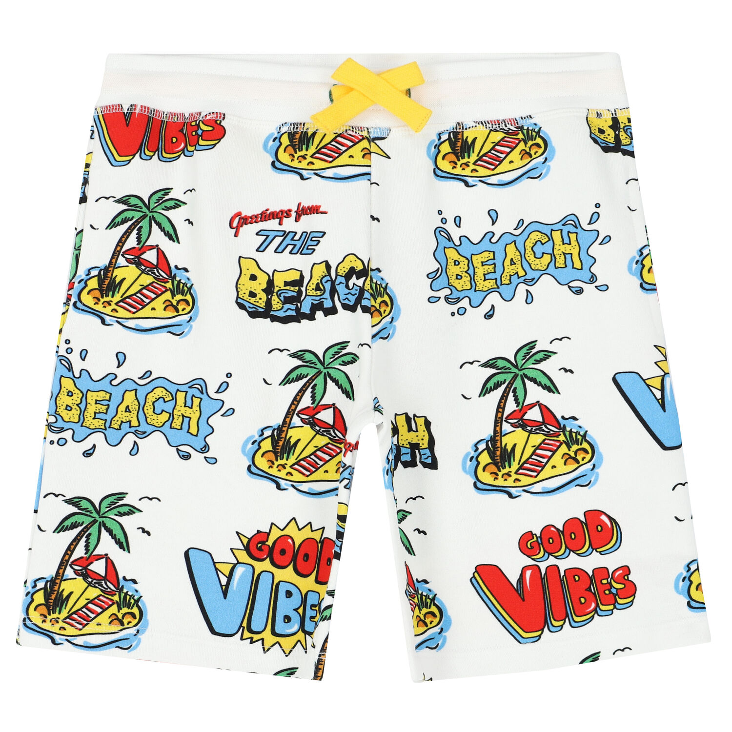 Boys White Beach Shorts, 1, hi-res