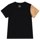 Boys Beige & Black Geo Map Logo T-Shirt, 1, hi-res
