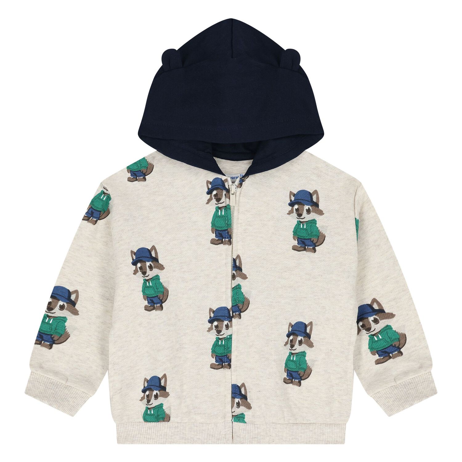 Younger Boys Beige Raccoon Tracksuit Set, 2, hi-res