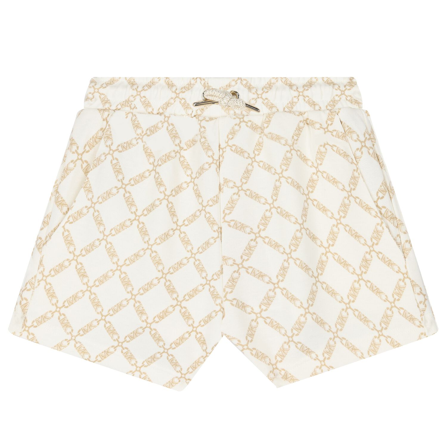 Girls Ivory & Gold Logo Shorts, 1, hi-res image number null