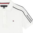 Boys White Logo Polo Shirt, 2, hi-res