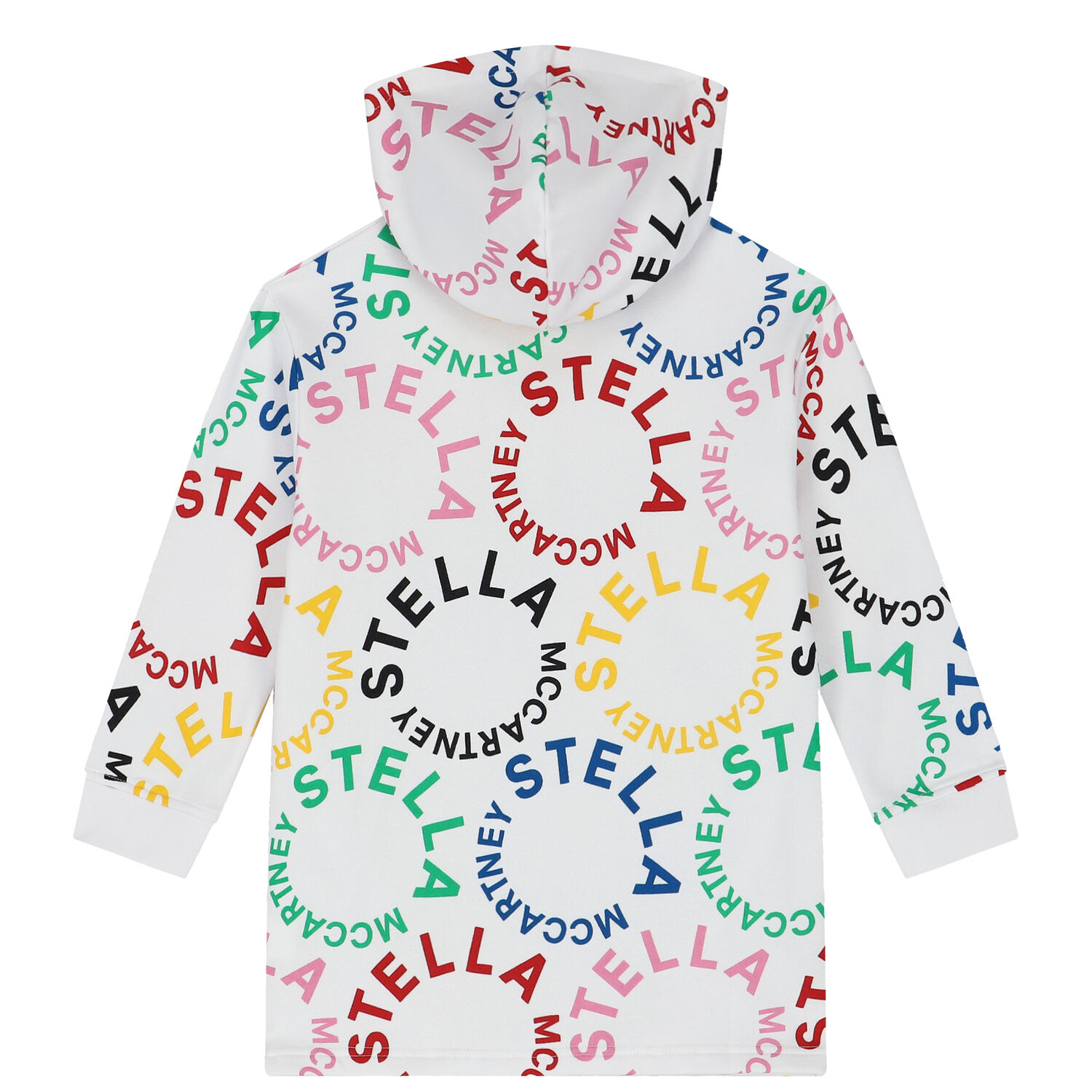 Girls White Logo Hooded Dress, 1, hi-res image number null