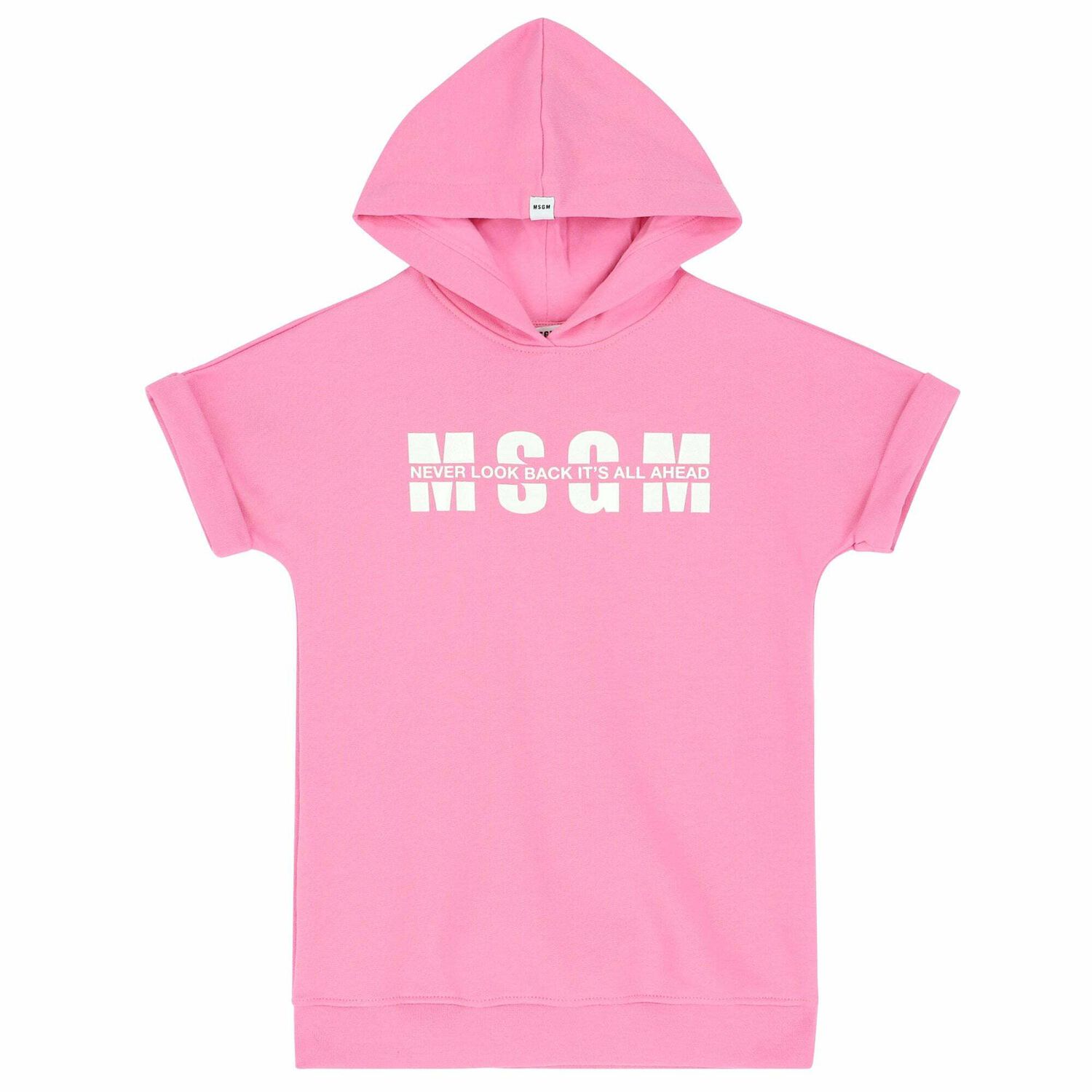 Girls Pink Logo Hooded Dress, 2, hi-res