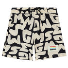 Boys Ivory & Black Logo Shorts, 1, hi-res