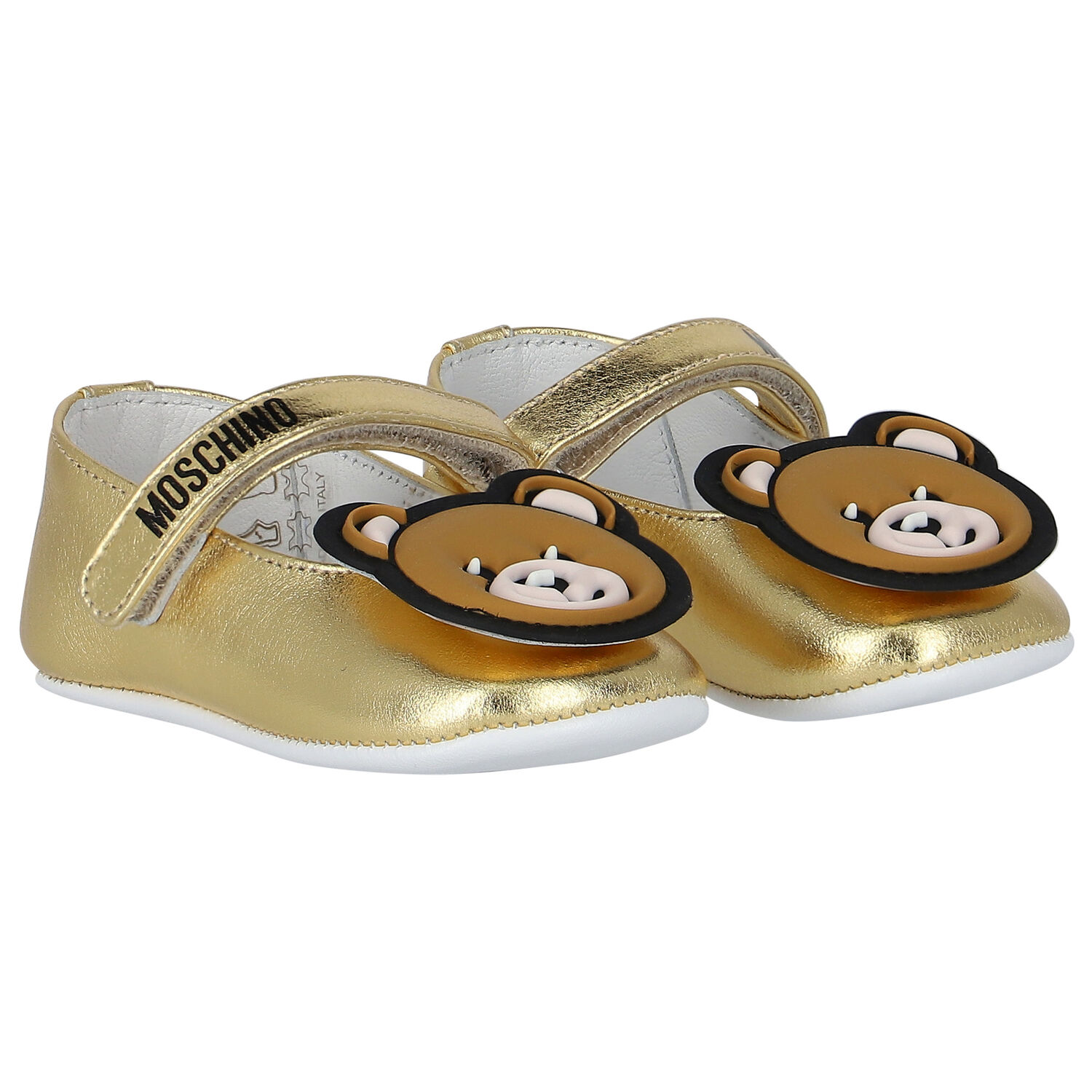 Baby Girls Gold Teddy Bear Pre Walker Shoes, 1, hi-res image number null