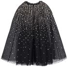 Girls Black Sequinned Tulle Cape Dress, 2, hi-res