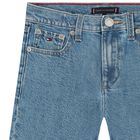 Boys Logo Blue Denim Shorts, 1, hi-res