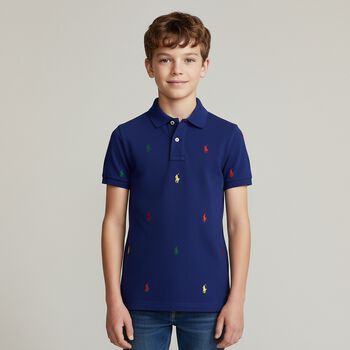 Boys Blue Logo Polo Shirt