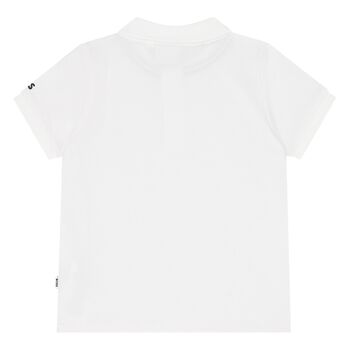 Younger Boys White Logo Polo Shirt