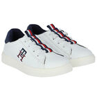 Boys White Logo Trainers, 1, hi-res