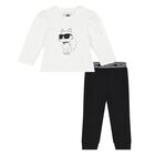 Younger Girls White & Black Choupette Leggings Set, 1, hi-res