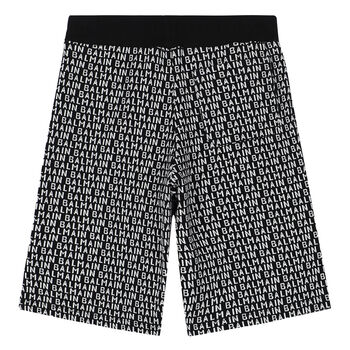 Boys Black & White Logo Shorts