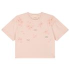 Girls Pink Embellished Logo T-Shirt, 2, hi-res