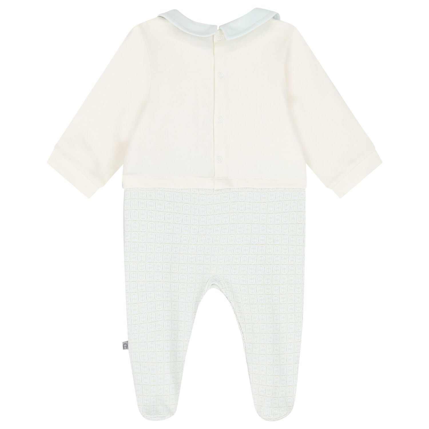 Baby Boys Blue & Ivory Logo Babygrow, 2, hi-res