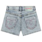 Girls Blue Denim Embellished Shorts, 1, hi-res
