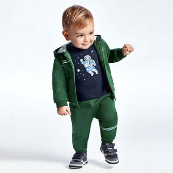 Younger Boys Navy & Green 3 Piece Tracksuit