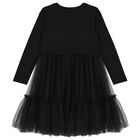 Girls Black Logo Tulle Dress, 2, hi-res