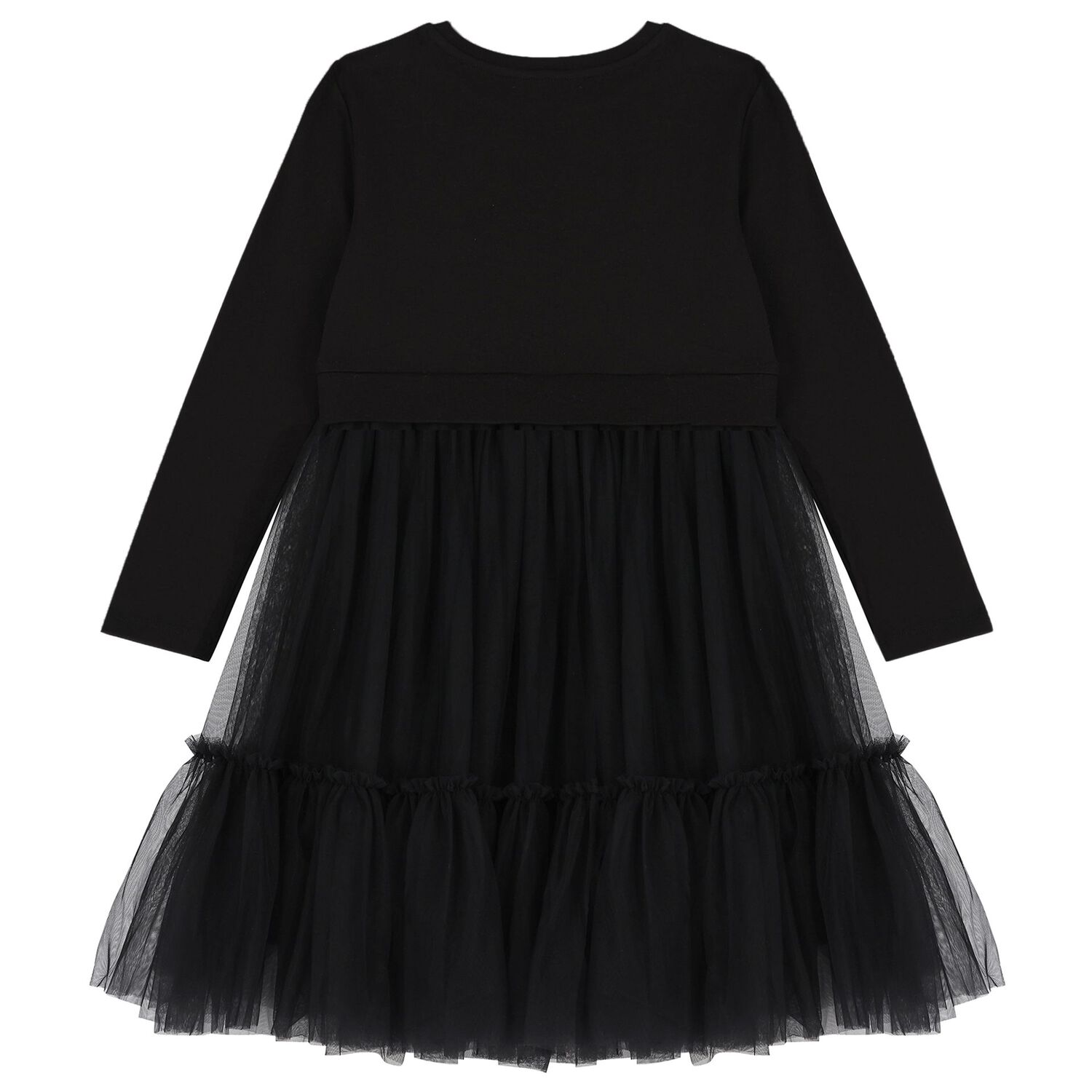 Girls Black Logo Tulle Dress, 2, hi-res