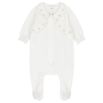 Girls Ivory Flower Babygrow