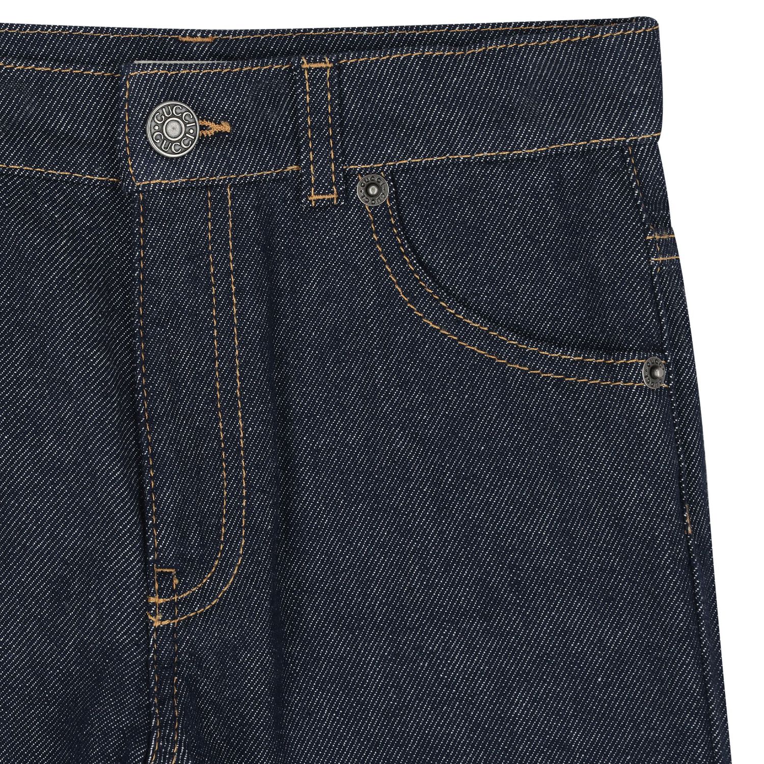 Boys Navy Blue Web Striped Denim Jeans, 1, hi-res