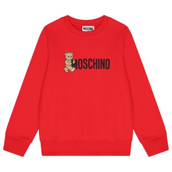 Moschino Red Teddy Bear Logo Sweatshirt, 3 Red Teddy Bear Logo Sweatshirt