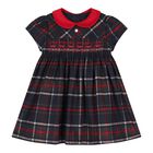 Baby Girls Navy Blue Smocked Dress, 1, hi-res