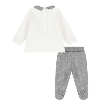 Baby Girls Ivory and Grey 2 Piece Babygrow