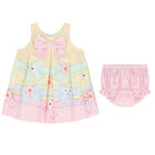 Younger Girls Yellow Floral & Bow Dress Set, 1, hi-res